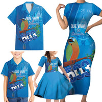 Personalized Que Viva El Salvador Family Matching Short Sleeve Bodycon Dress and Hawaiian Shirt Guardabarranco 503 Independence Day Proud - Wonder Print Shop