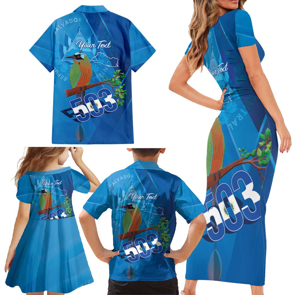 Personalized Que Viva El Salvador Family Matching Short Sleeve Bodycon Dress and Hawaiian Shirt Guardabarranco 503 Independence Day Proud - Wonder Print Shop