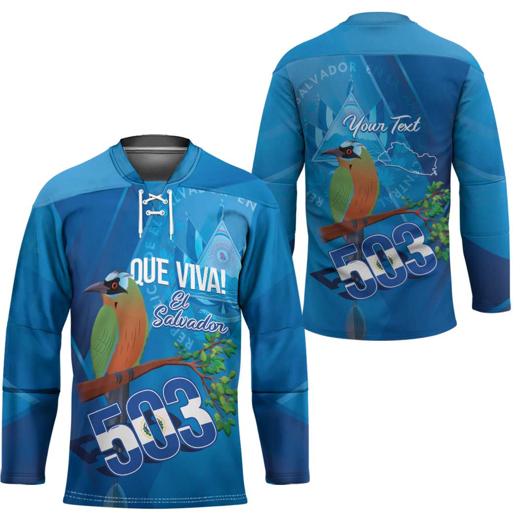 Personalized Que Viva El Salvador Hockey Jersey Guardabarranco 503 Independence Day Proud - Wonder Print Shop