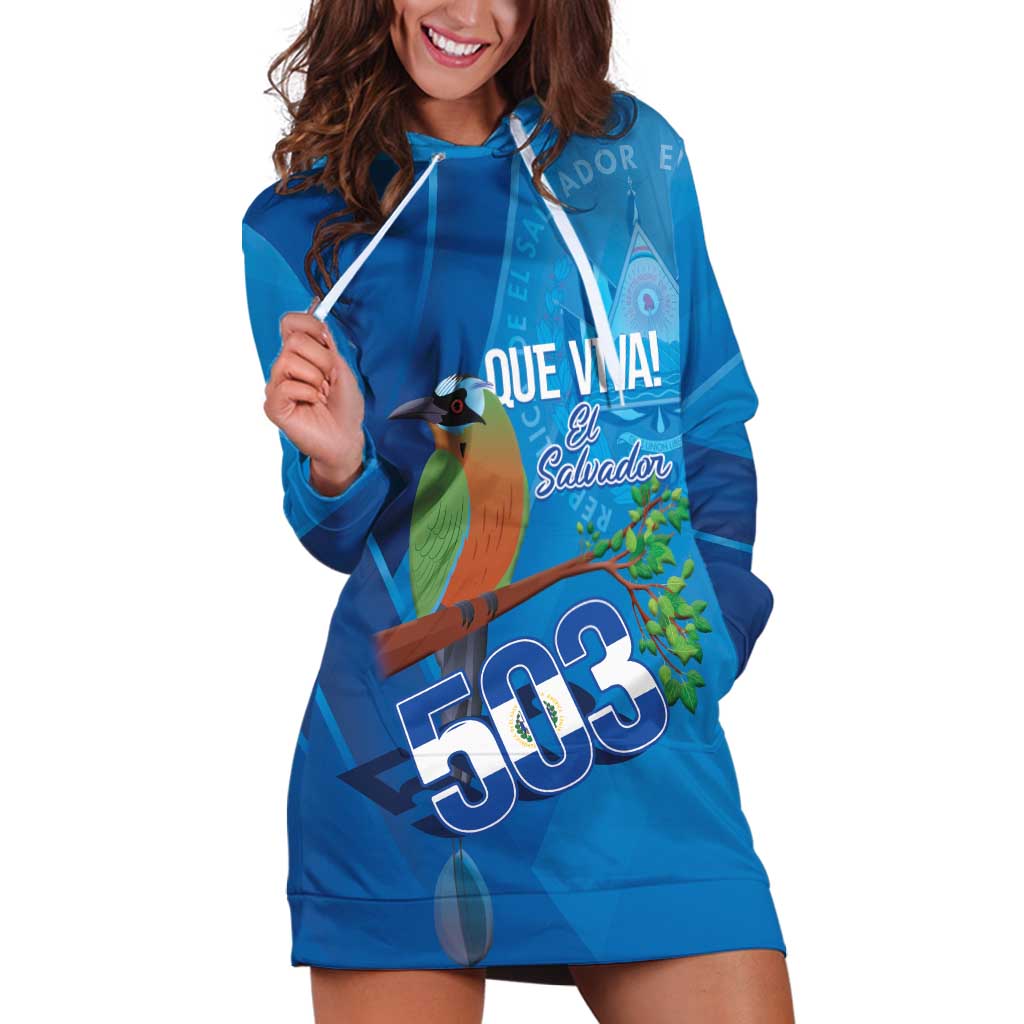 Personalized Que Viva El Salvador Hoodie Dress Guardabarranco 503 Independence Day Proud - Wonder Print Shop