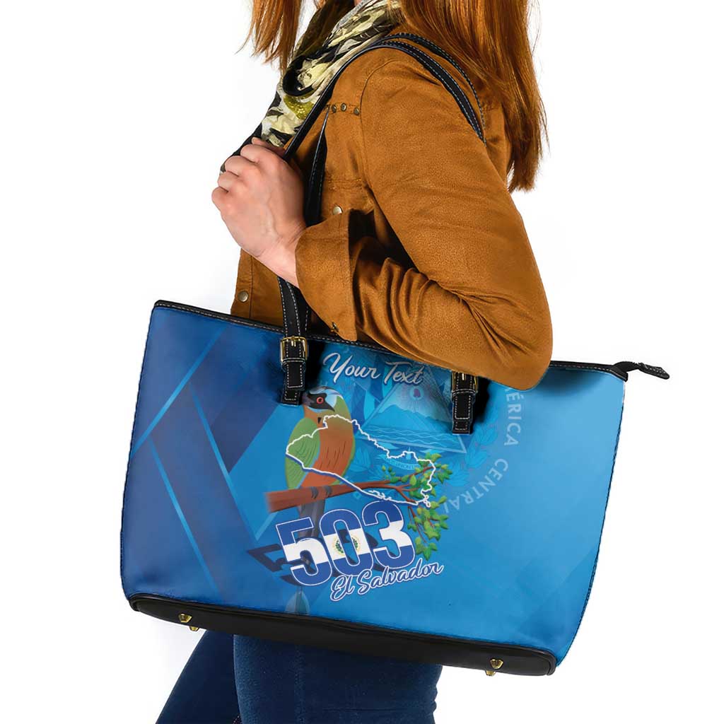 Personalized Que Viva El Salvador Leather Tote Bag Guardabarranco 503 Independence Day Proud - Wonder Print Shop