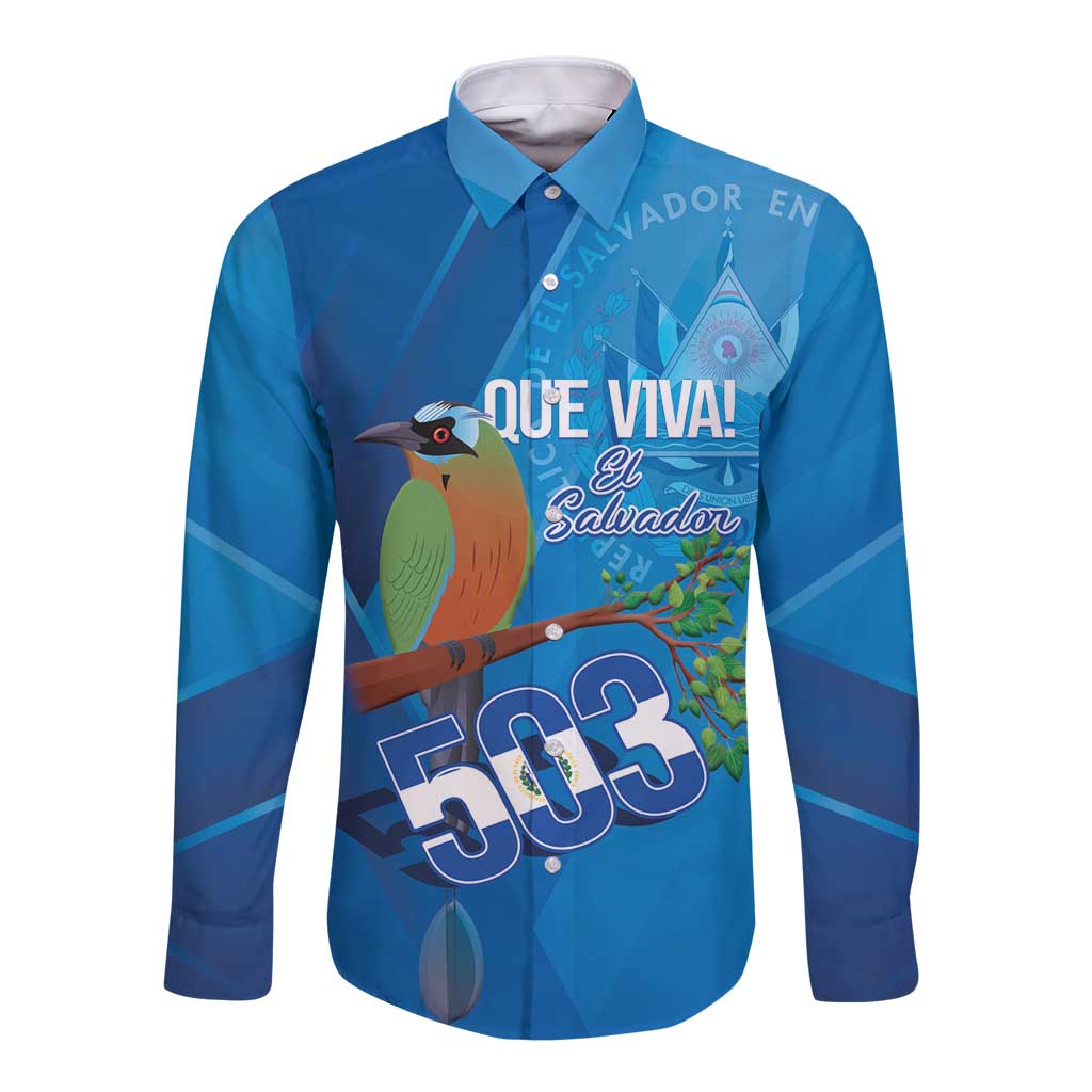 Personalized Que Viva El Salvador Long Sleeve Button Shirt Guardabarranco 503 Independence Day Proud - Wonder Print Shop