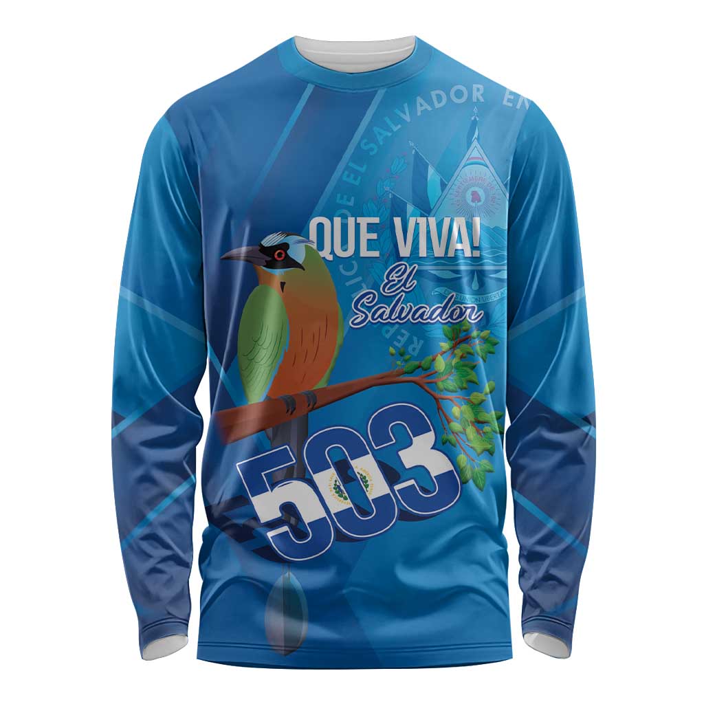 Personalized Que Viva El Salvador Long Sleeve Shirt Guardabarranco 503 Independence Day Proud - Wonder Print Shop