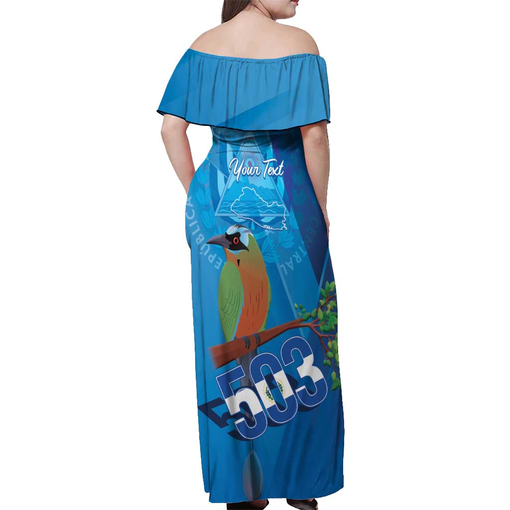 Personalized Que Viva El Salvador Off Shoulder Maxi Dress Guardabarranco 503 Independence Day Proud - Wonder Print Shop