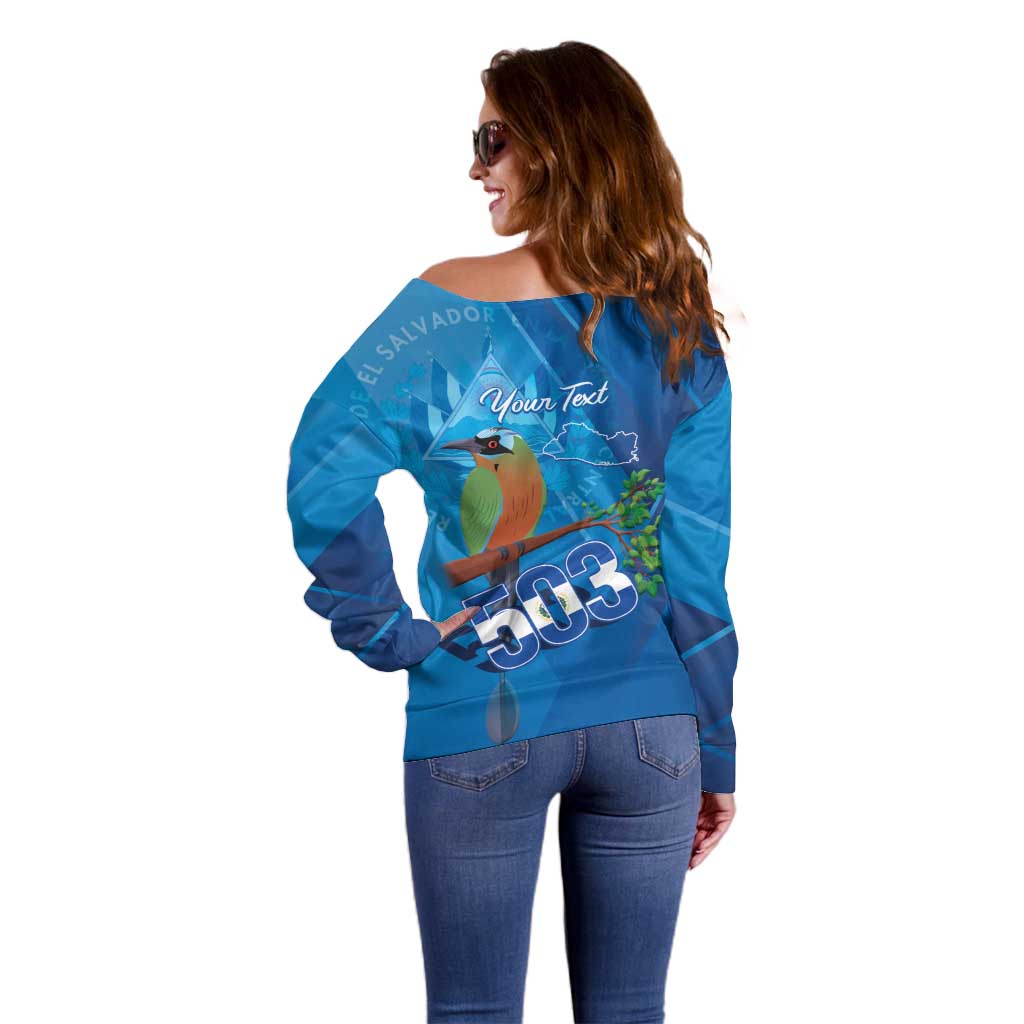 Personalized Que Viva El Salvador Off Shoulder Sweater Guardabarranco 503 Independence Day Proud - Wonder Print Shop