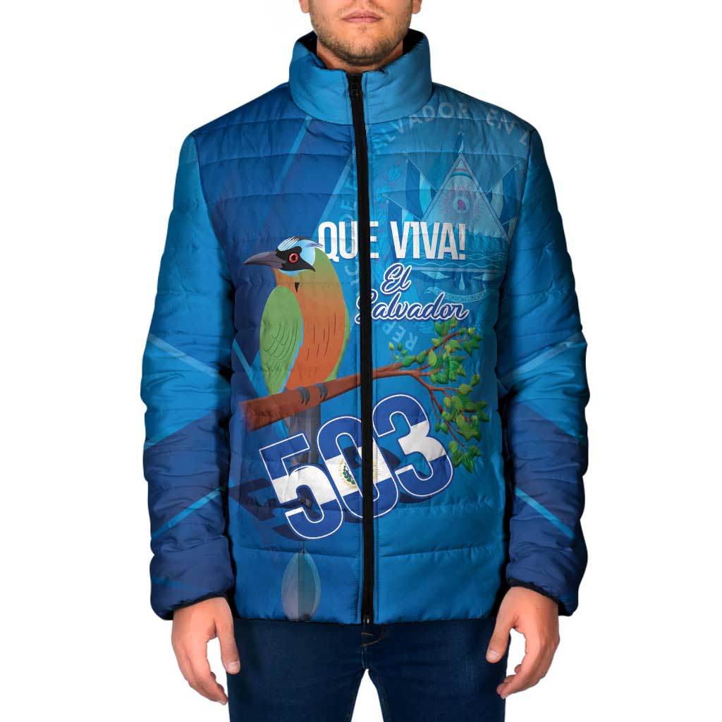 Personalized Que Viva El Salvador Padded Jacket Guardabarranco 503 Independence Day Proud - Wonder Print Shop