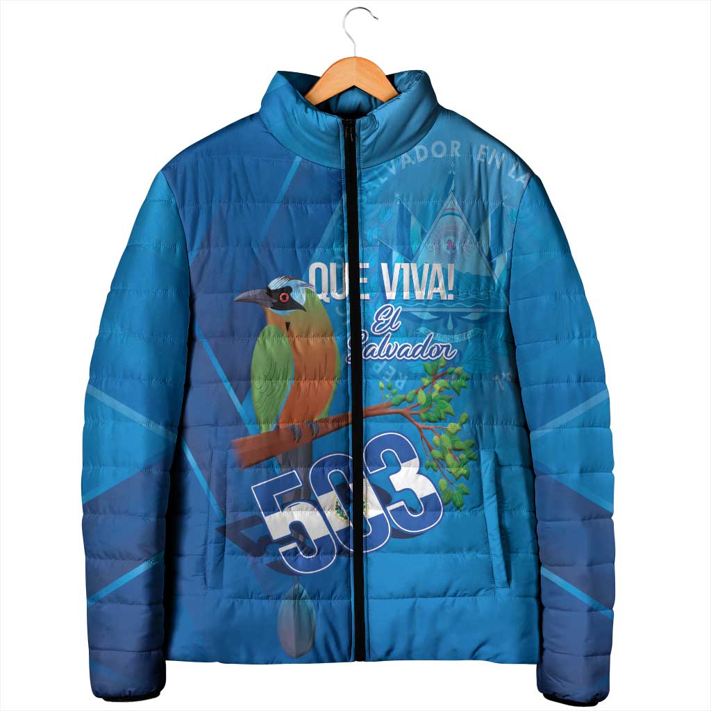 Personalized Que Viva El Salvador Padded Jacket Guardabarranco 503 Independence Day Proud - Wonder Print Shop