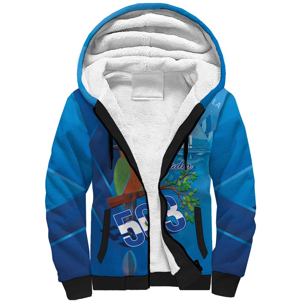 Personalized Que Viva El Salvador Sherpa Hoodie Guardabarranco 503 Independence Day Proud - Wonder Print Shop