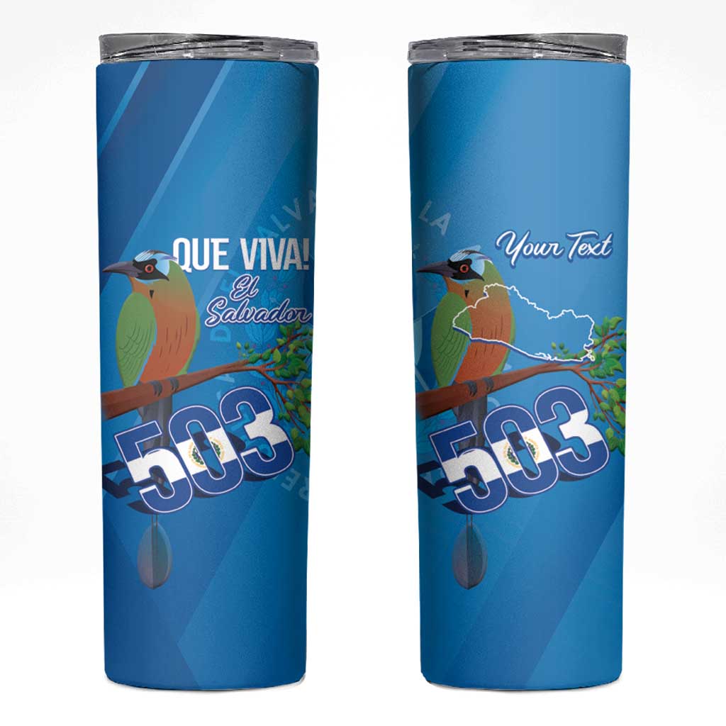 Personalized Que Viva El Salvador Skinny Tumbler Guardabarranco 503 Independence Day Proud - Wonder Print Shop
