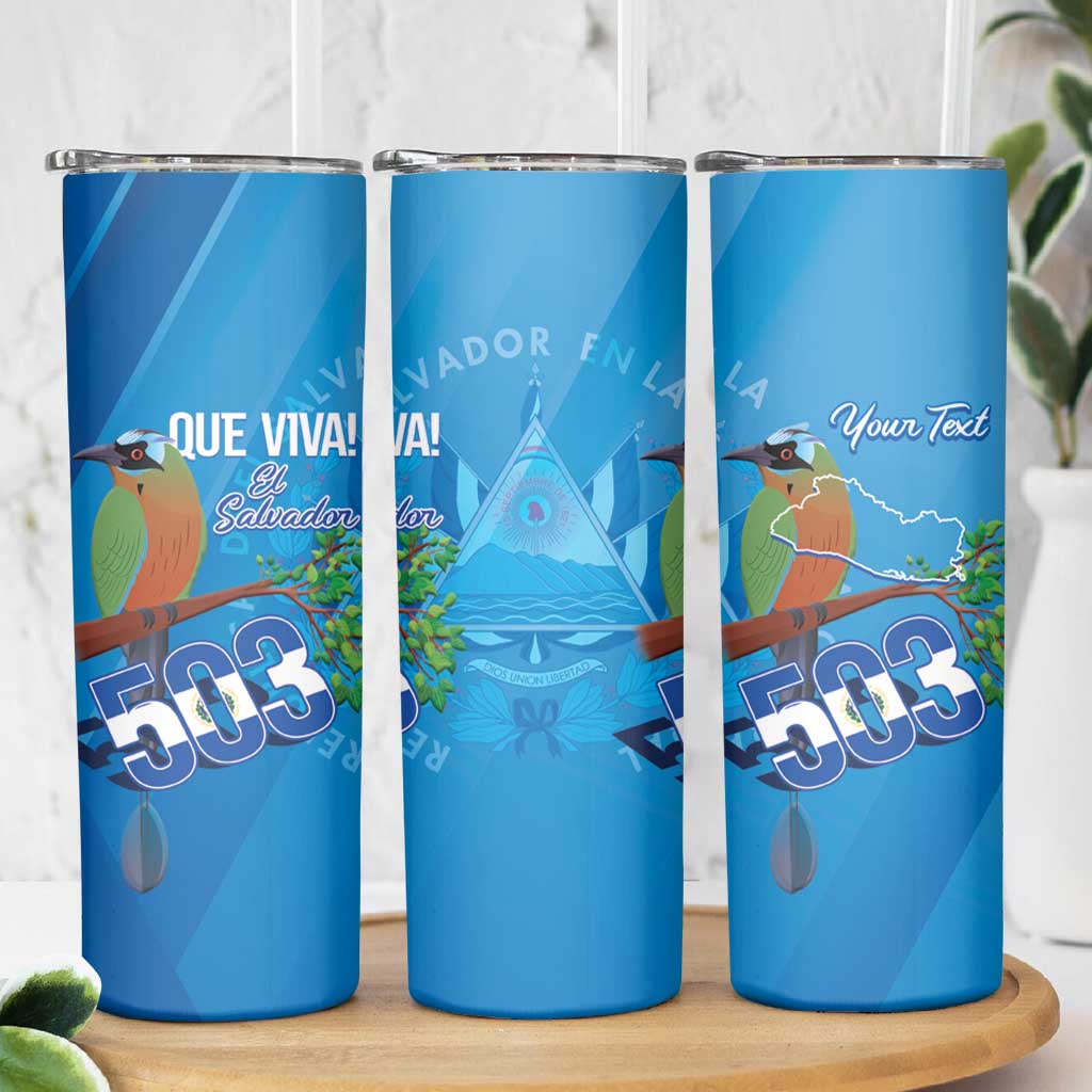 Personalized Que Viva El Salvador Skinny Tumbler Guardabarranco 503 Independence Day Proud - Wonder Print Shop