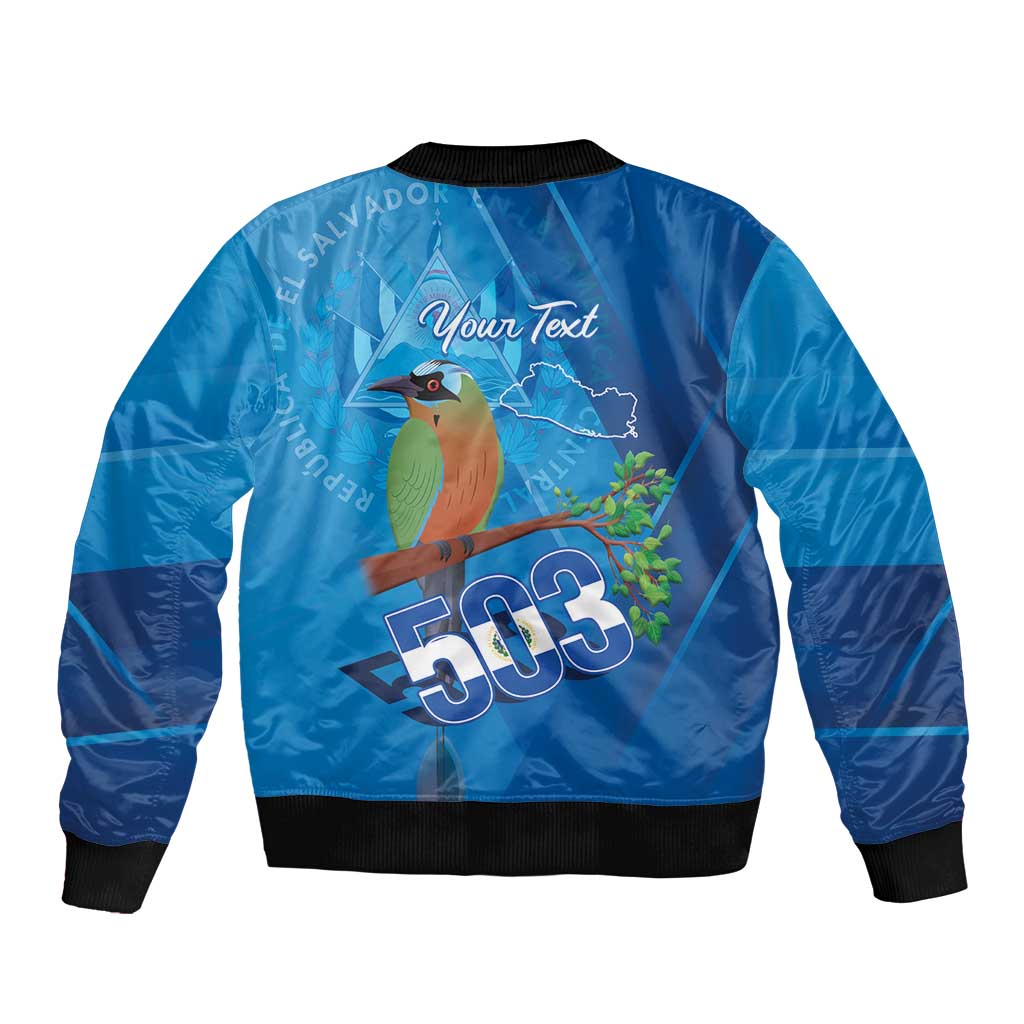Personalized Que Viva El Salvador Sleeve Zip Bomber Jacket Guardabarranco 503 Independence Day Proud - Wonder Print Shop