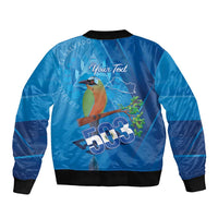 Personalized Que Viva El Salvador Sleeve Zip Bomber Jacket Guardabarranco 503 Independence Day Proud - Wonder Print Shop