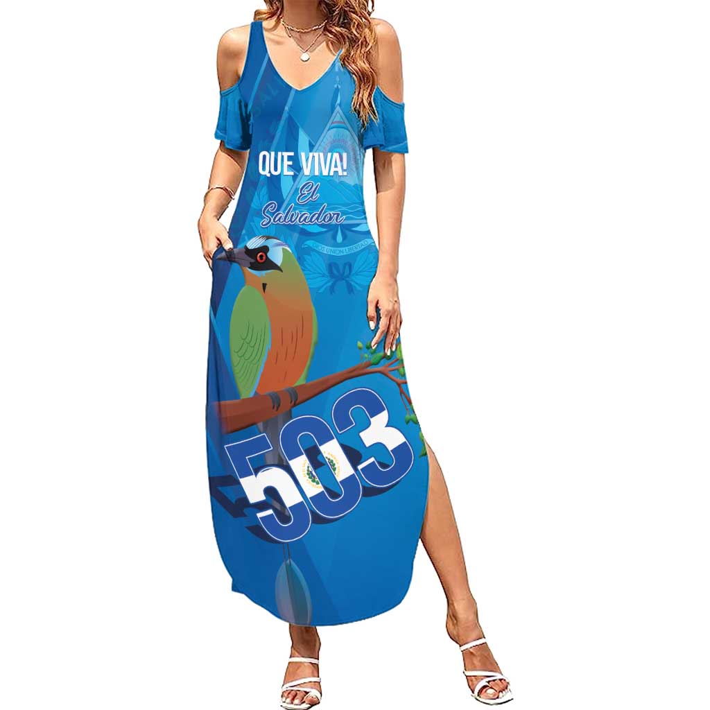 Personalized Que Viva El Salvador Summer Maxi Dress Guardabarranco 503 Independence Day Proud - Wonder Print Shop
