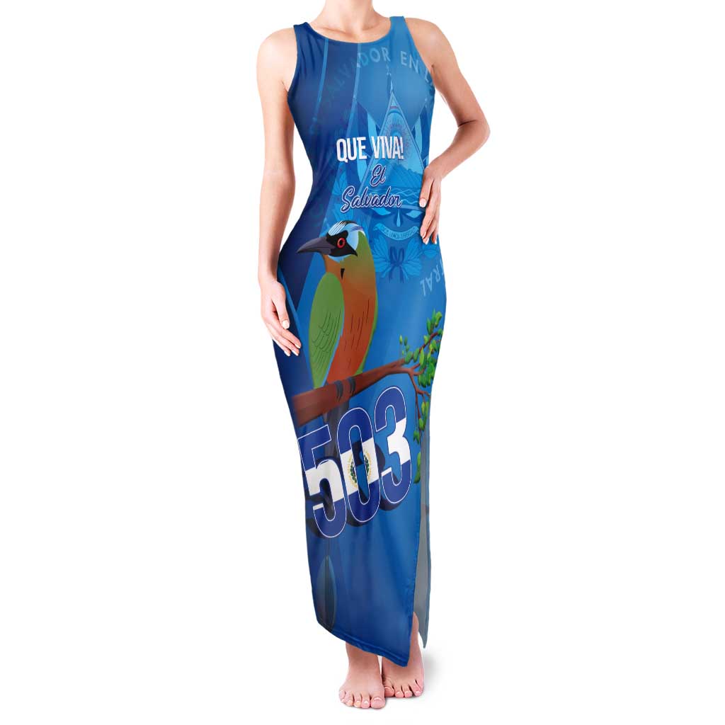 Personalized Que Viva El Salvador Tank Maxi Dress Guardabarranco 503 Independence Day Proud - Wonder Print Shop