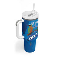 Personalized Que Viva El Salvador Tumbler With Handle Guardabarranco 503 Independence Day Proud - Wonder Print Shop