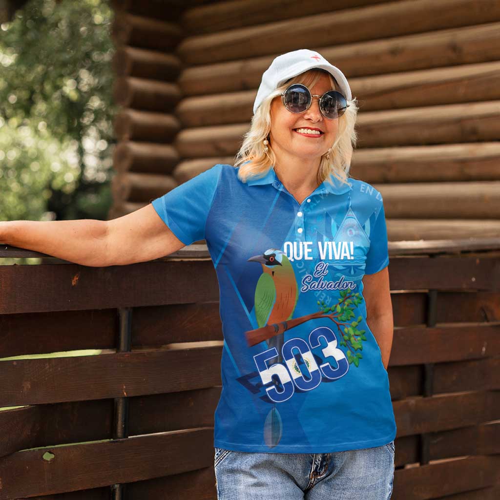 Personalized Que Viva El Salvador Women Polo Shirt Guardabarranco 503 Independence Day Proud - Wonder Print Shop