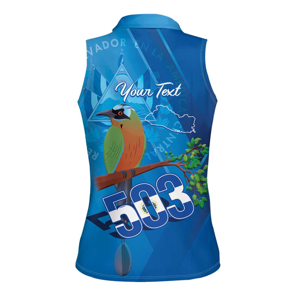 Personalized Que Viva El Salvador Women Sleeveless Polo Shirt Guardabarranco 503 Independence Day Proud - Wonder Print Shop
