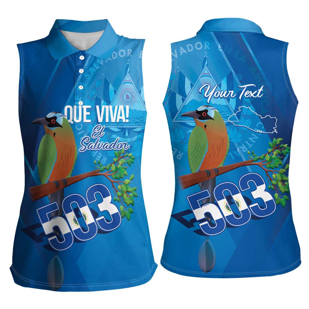 Personalized Que Viva El Salvador Women Sleeveless Polo Shirt Guardabarranco 503 Independence Day Proud - Wonder Print Shop