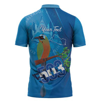 Personalized Que Viva El Salvador Zipper Polo Shirt Guardabarranco 503 Independence Day Proud - Wonder Print Shop