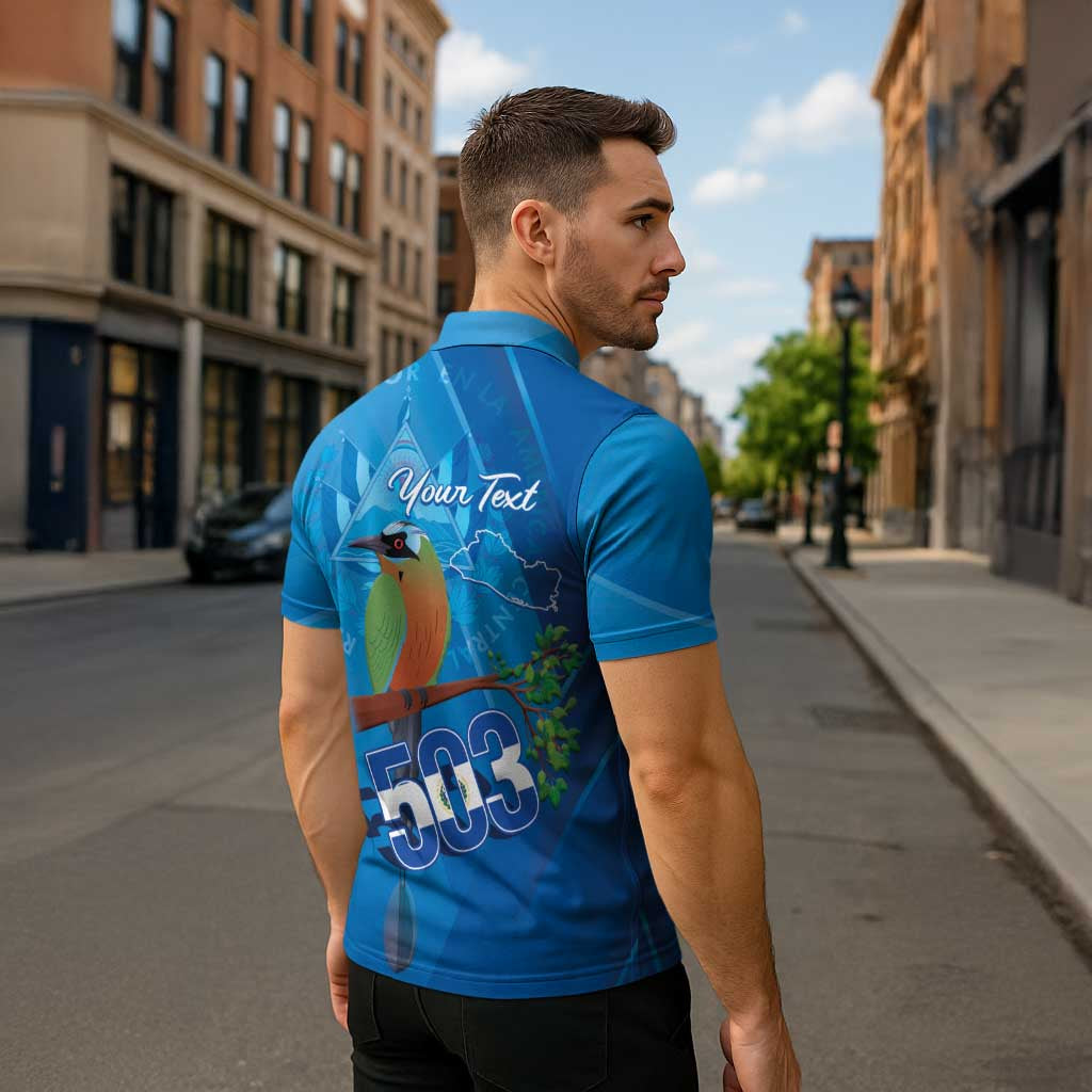 Personalized Que Viva El Salvador Zipper Polo Shirt Guardabarranco 503 Independence Day Proud - Wonder Print Shop