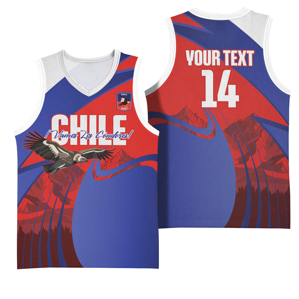 Custom Chile Rugby 2026 Basketball Jersey Vamos Los Condores Red Version