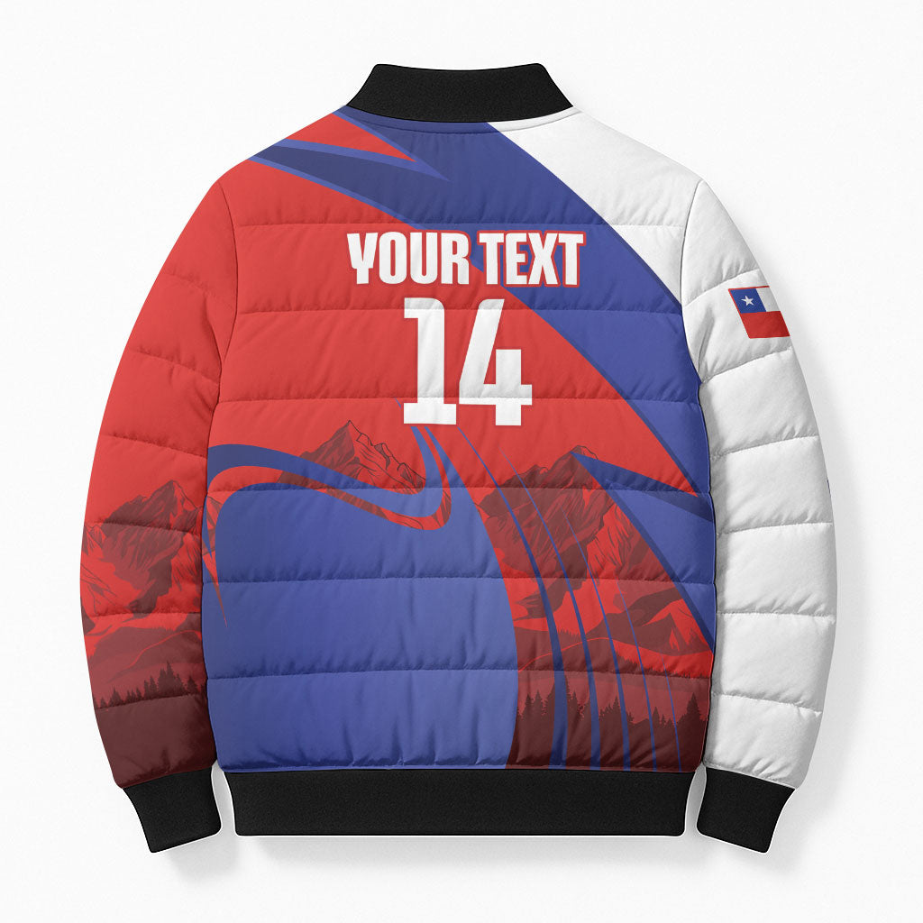 Custom Chile Rugby 2026 Bomber Puffer Jacket Vamos Los Condores Red Version