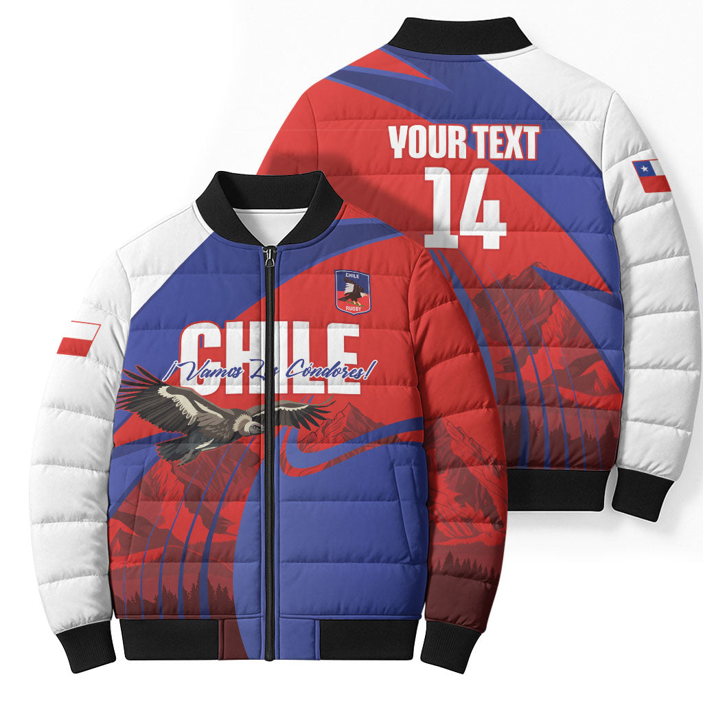 Custom Chile Rugby 2026 Bomber Puffer Jacket Vamos Los Condores Red Version
