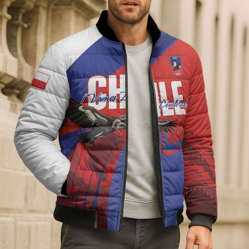 Custom Chile Rugby 2026 Bomber Puffer Jacket Vamos Los Condores Red Version