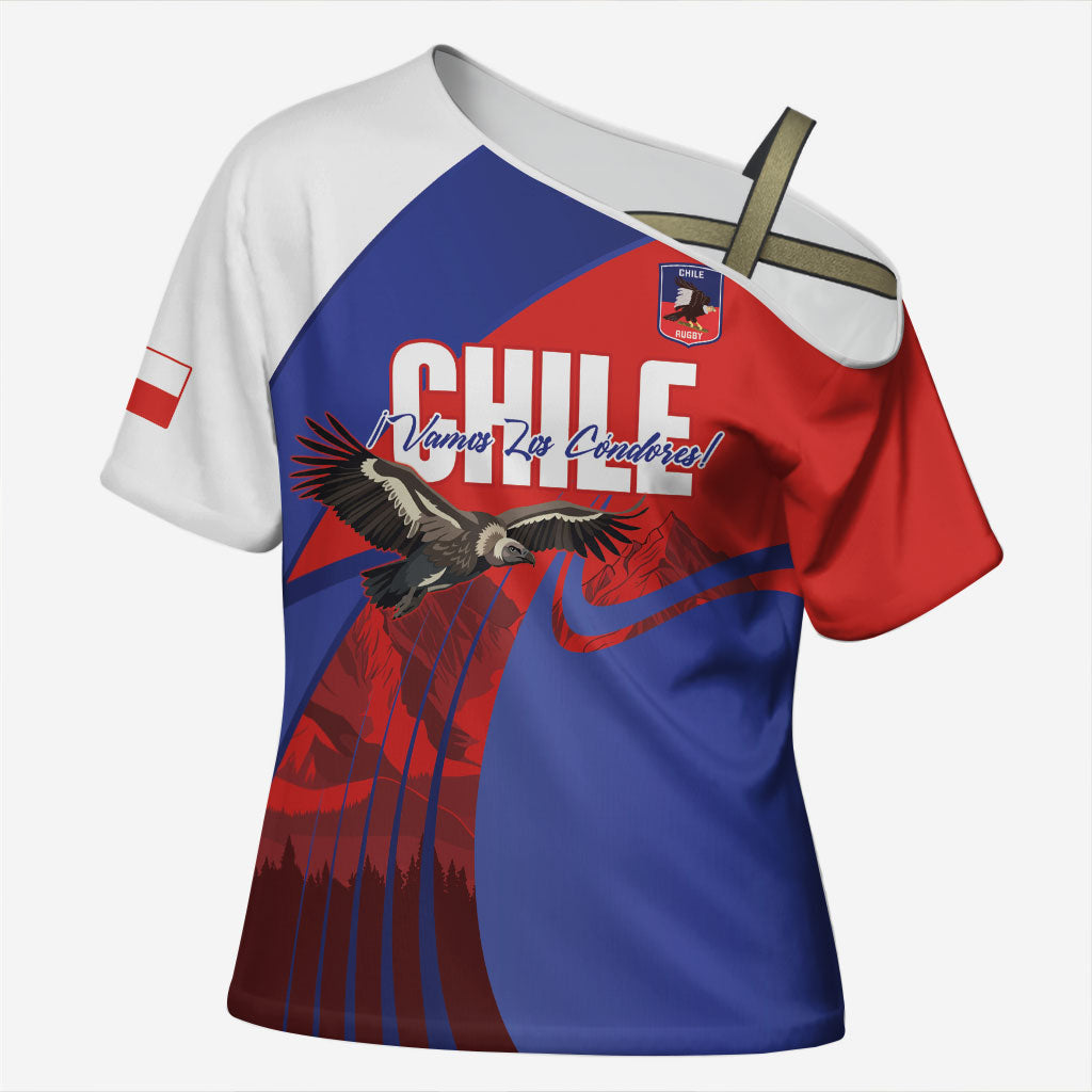 Custom Chile Rugby 2026 Cross Shoulder Shirt Vamos Los Condores Red Version
