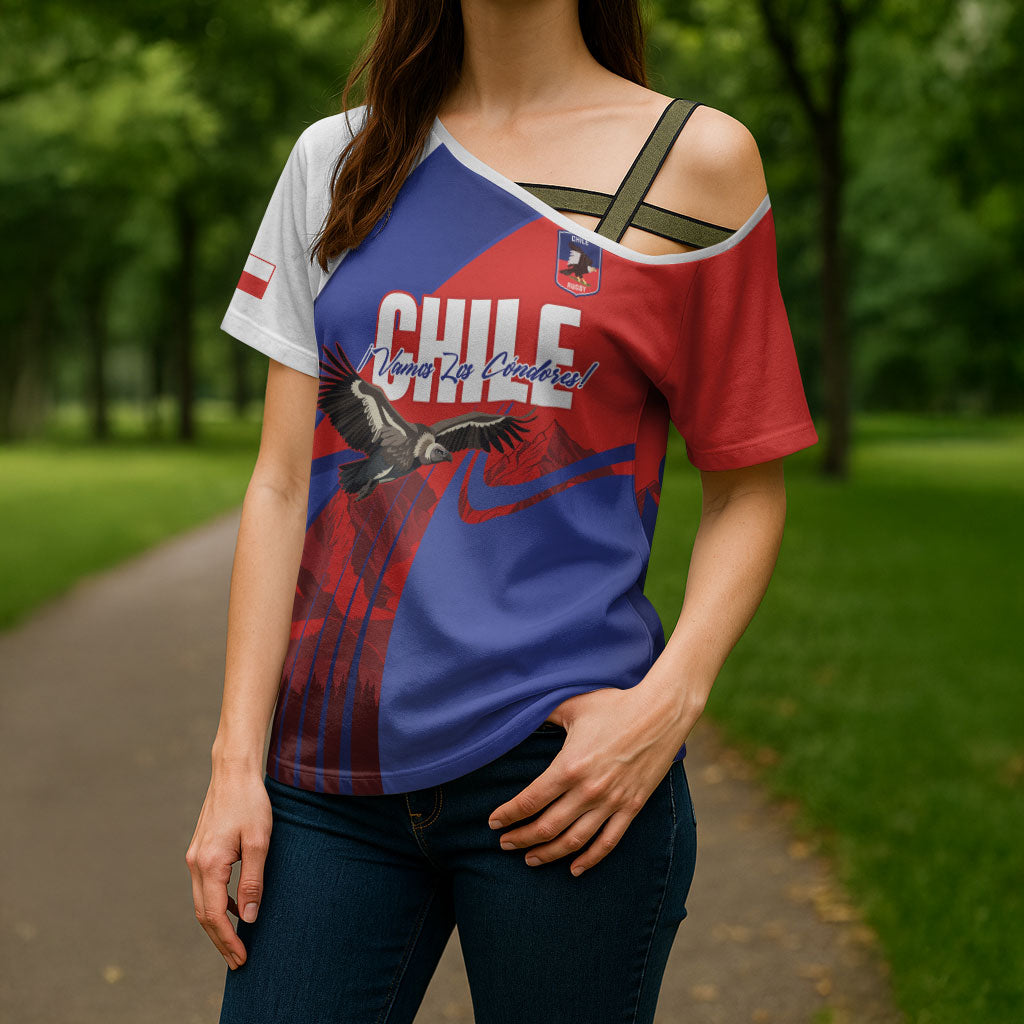 Custom Chile Rugby 2026 Cross Shoulder Shirt Vamos Los Condores Red Version