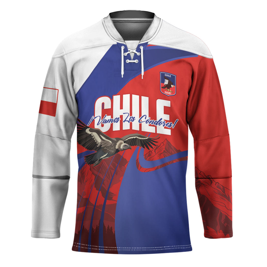 Custom Chile Rugby 2026 Hockey Jersey Vamos Los Condores Red Version
