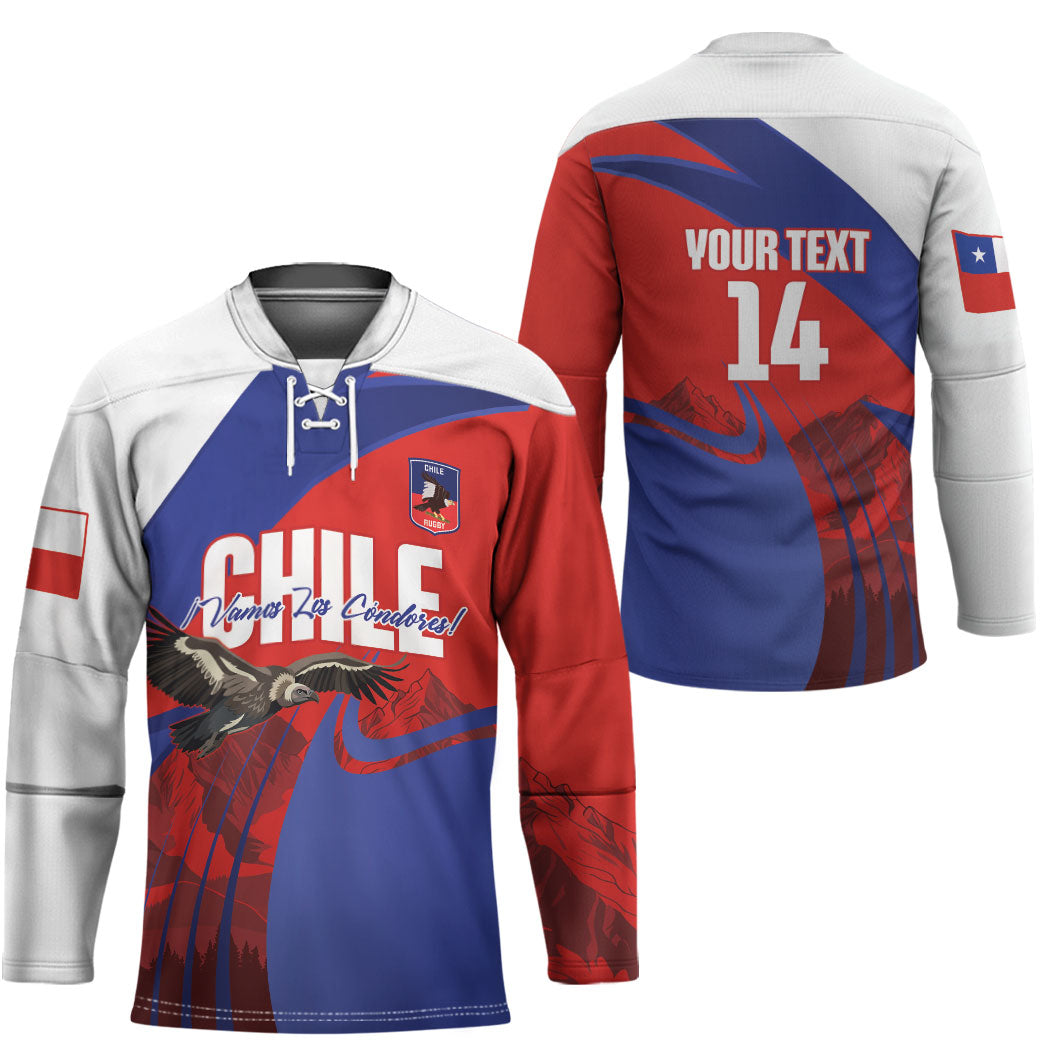 Custom Chile Rugby 2026 Hockey Jersey Vamos Los Condores Red Version