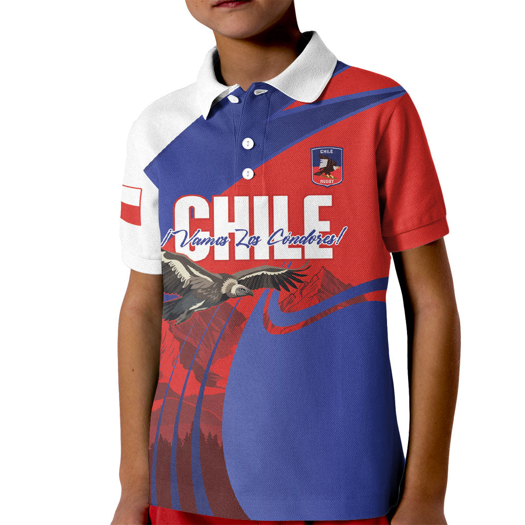 Custom Chile Rugby 2026 Kid Polo Shirt Vamos Los Condores Red Version