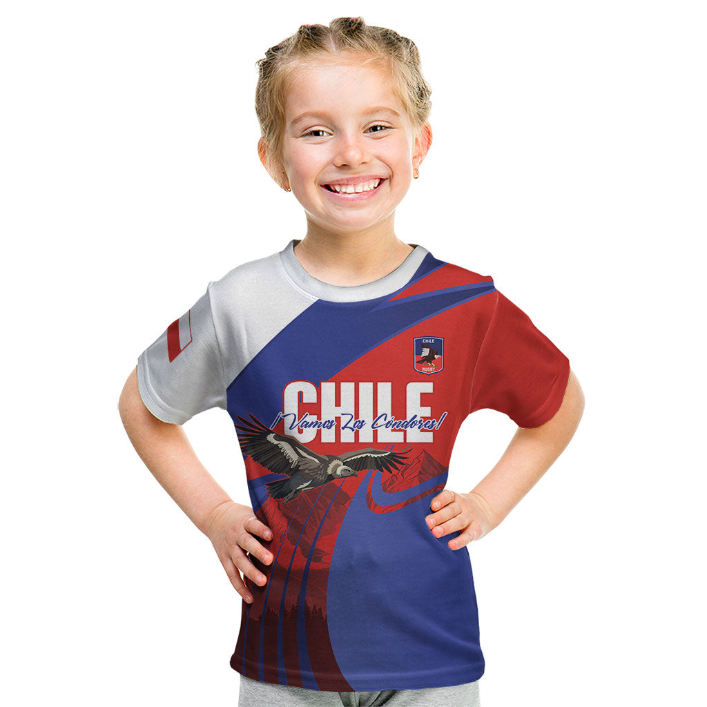 Custom Chile Rugby 2026 Kid T Shirt Vamos Los Condores Red Version