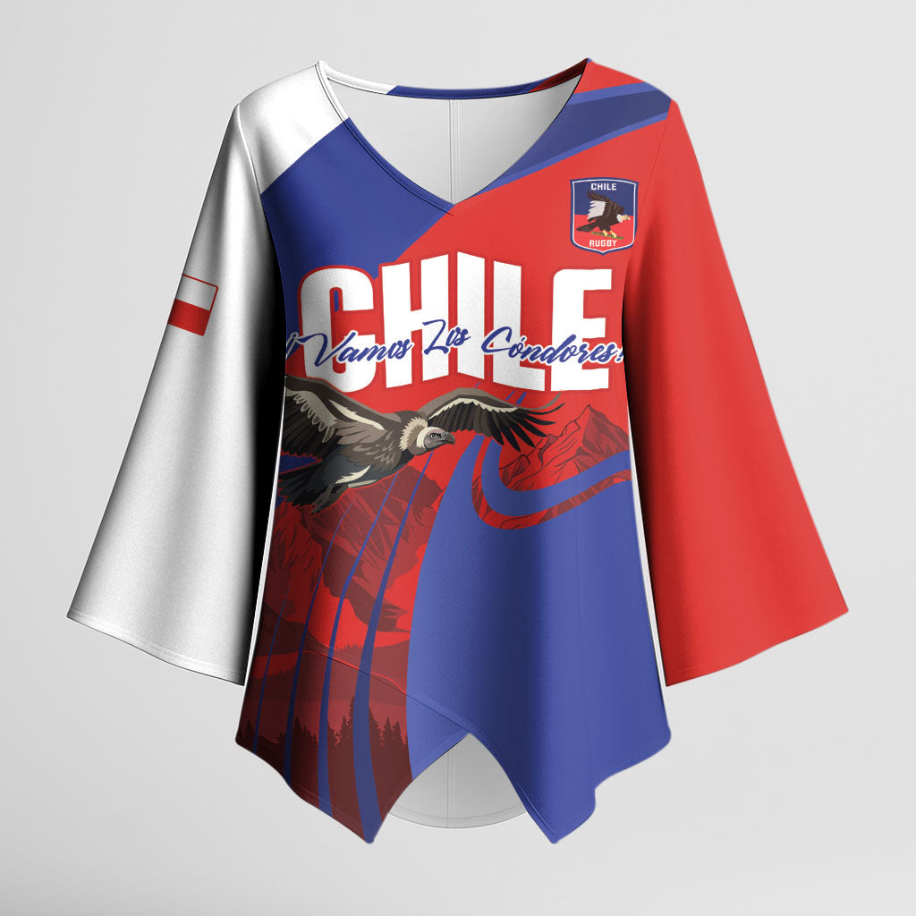 Custom Chile Rugby 2026 Kimono Sleeve Blouse Vamos Los Condores Red Version