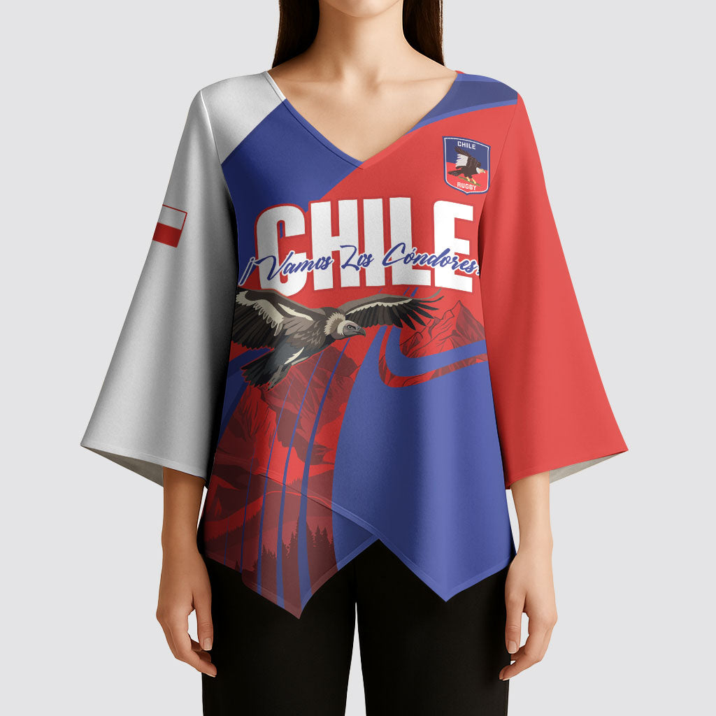 Custom Chile Rugby 2026 Kimono Sleeve Blouse Vamos Los Condores Red Version