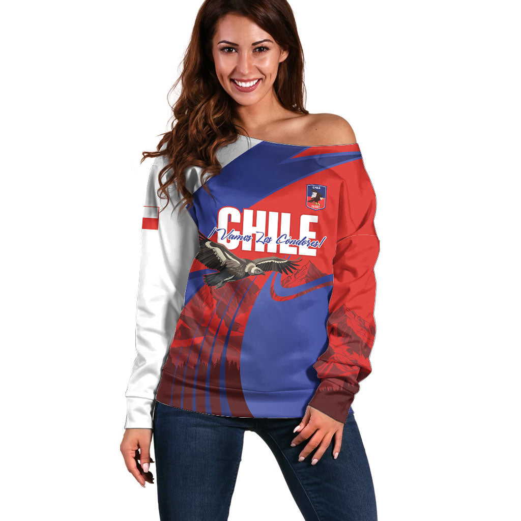 Custom Chile Rugby 2026 Off Shoulder Sweater Vamos Los Condores Red Version