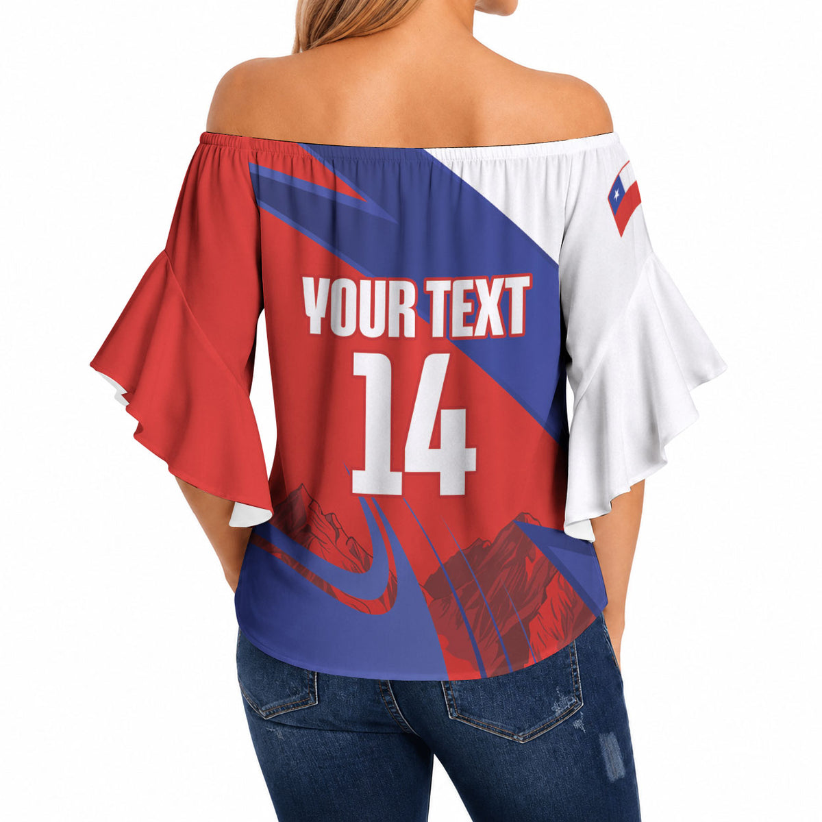 Custom Chile Rugby 2026 Off Shoulder Wrap Waist Top Vamos Los Condores Red Version