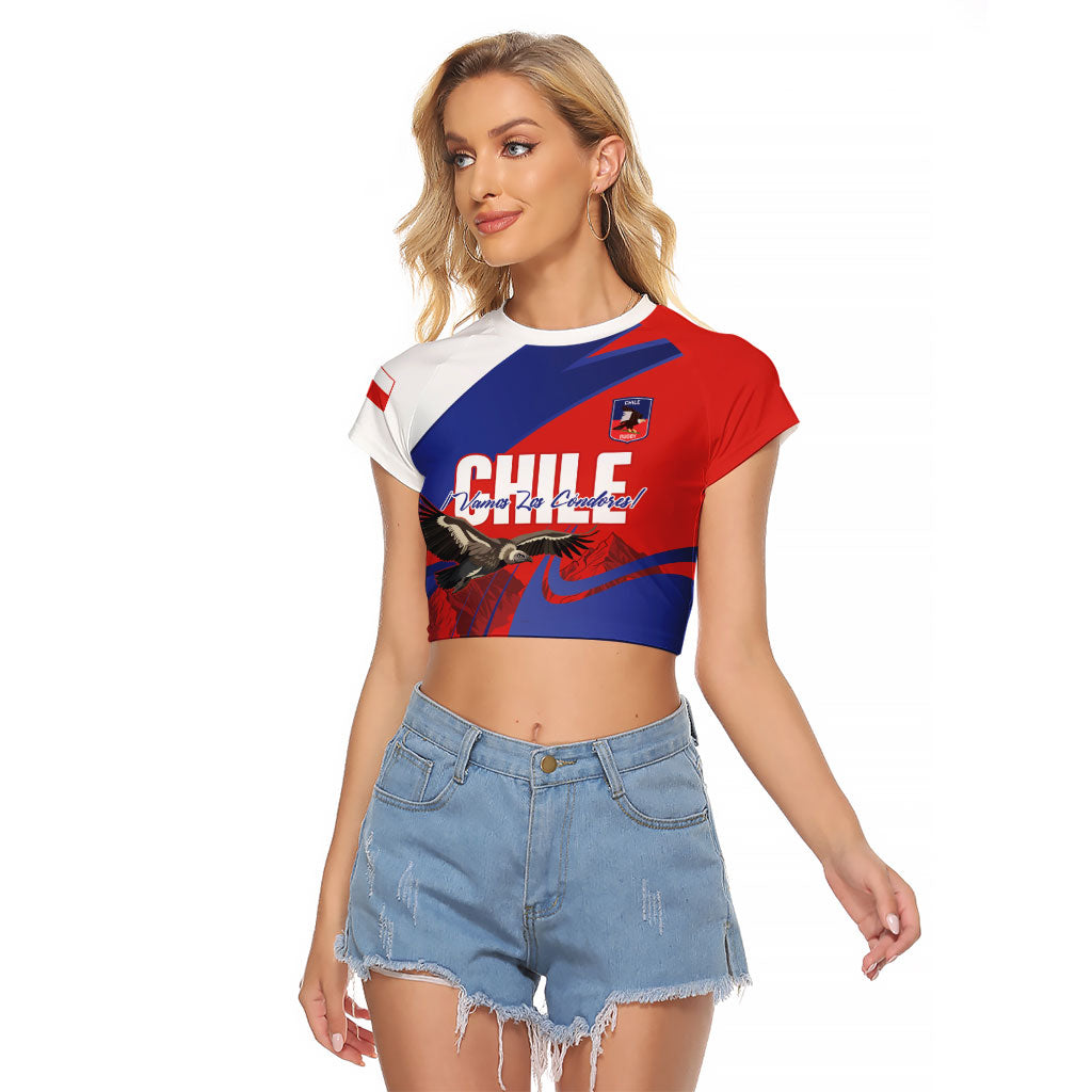 Custom Chile Rugby 2026 Raglan Cropped T Shirt Vamos Los Condores Red Version