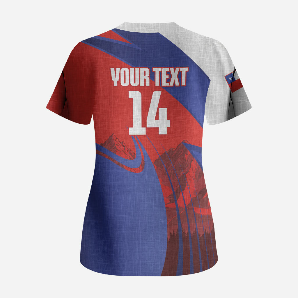 Custom Chile Rugby 2026 Scrub Top Vamos Los Condores Red Version