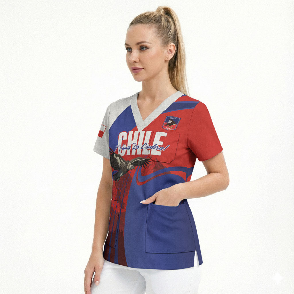 Custom Chile Rugby 2026 Scrub Top Vamos Los Condores Red Version
