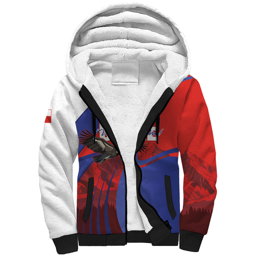 Custom Chile Rugby 2026 Sherpa Hoodie Vamos Los Condores Red Version