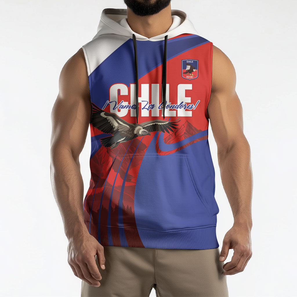 Custom Chile Rugby 2026 Sleeveless Hoodie Vamos Los Condores Red Version