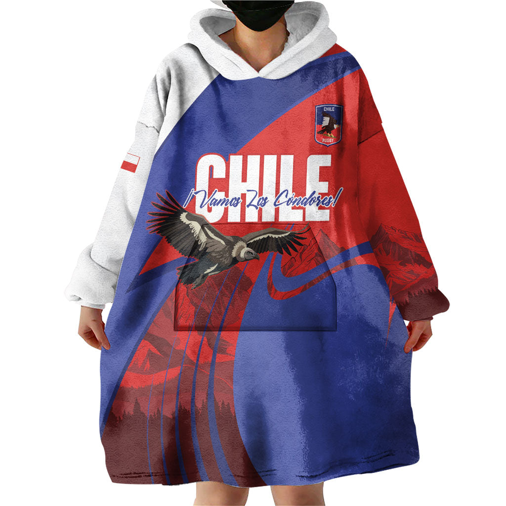 Custom Chile Rugby 2026 Wearable Blanket Hoodie Vamos Los Condores Red Version
