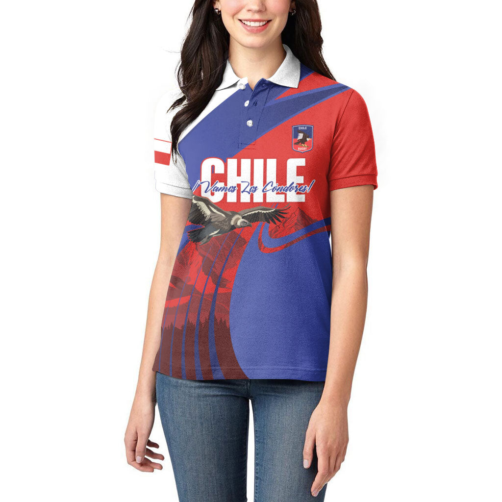 Custom Chile Rugby 2026 Women Polo Shirt Vamos Los Condores Red Version