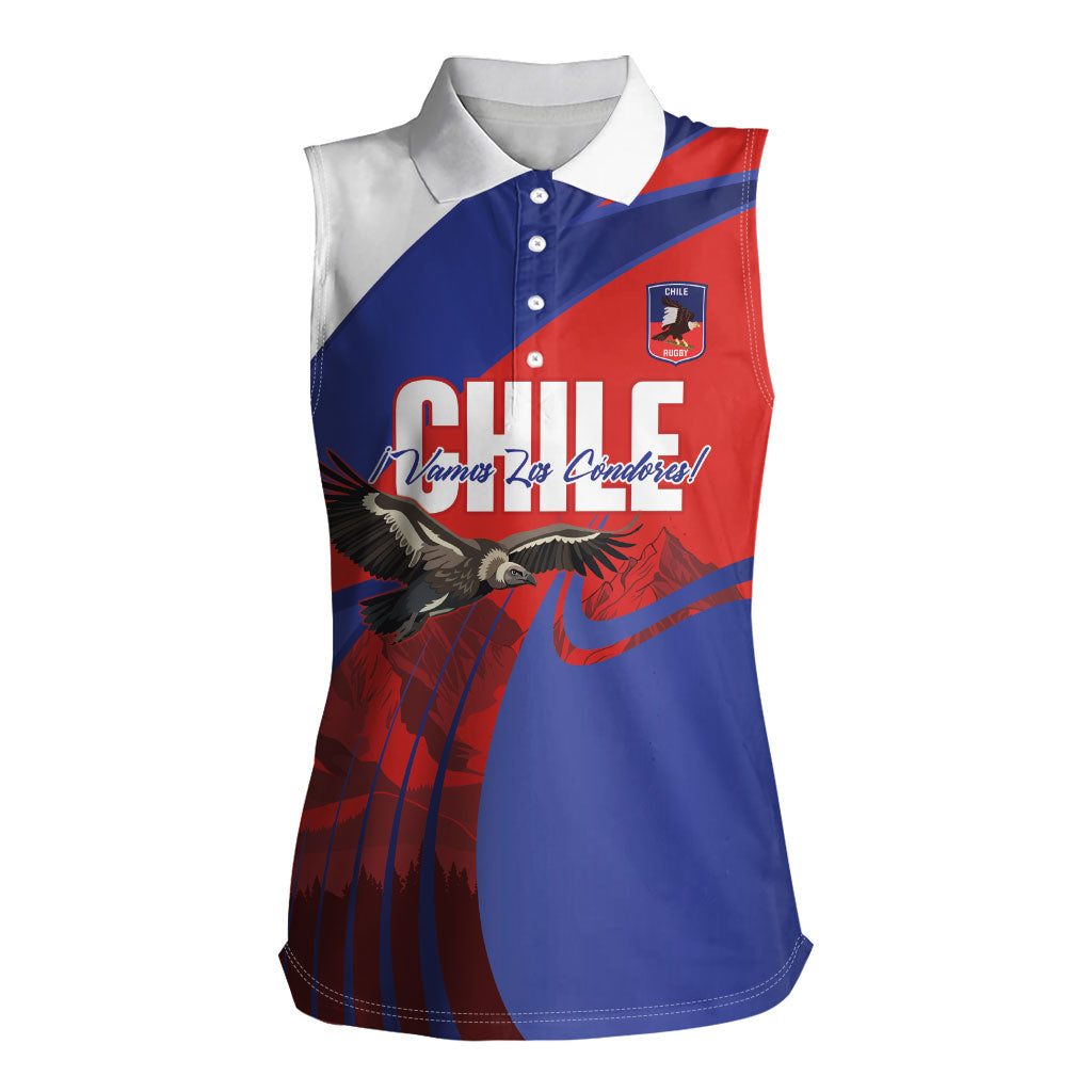 Custom Chile Rugby 2026 Women Sleeveless Polo Shirt Vamos Los Condores Red Version
