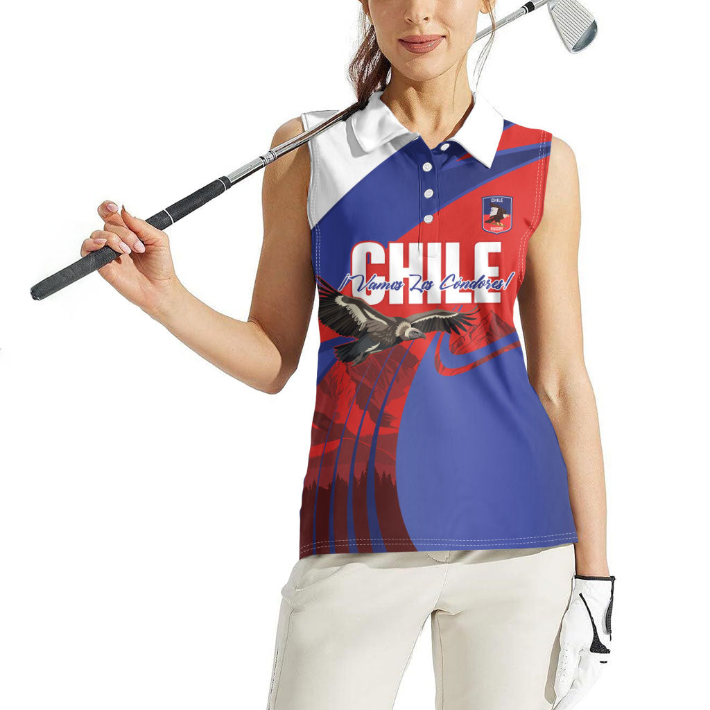 Custom Chile Rugby 2026 Women Sleeveless Polo Shirt Vamos Los Condores Red Version