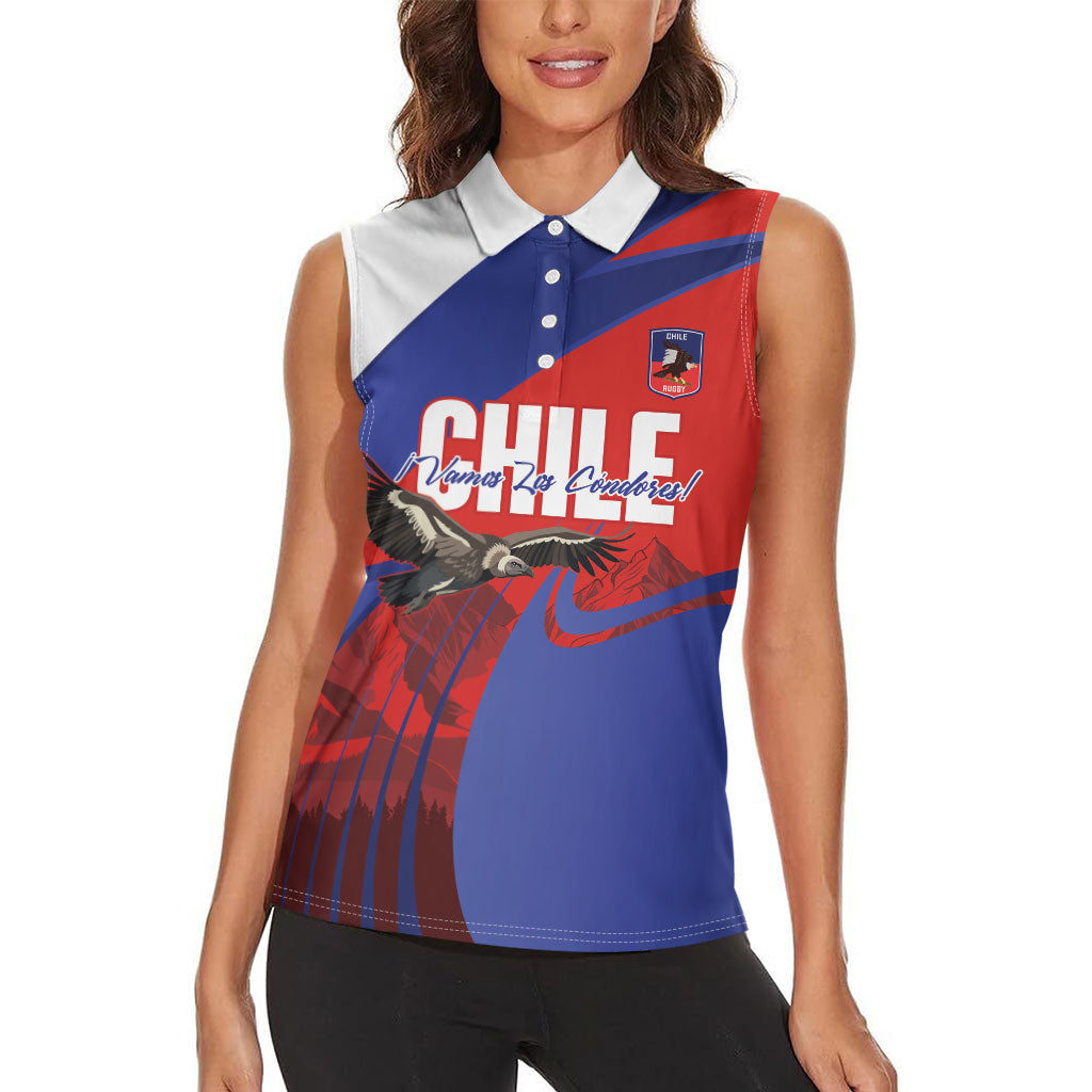 Custom Chile Rugby 2026 Women Sleeveless Polo Shirt Vamos Los Condores Red Version