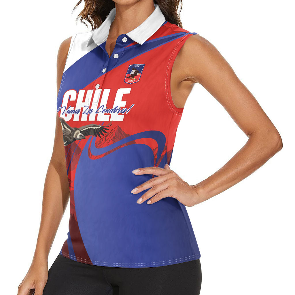 Custom Chile Rugby 2026 Women Sleeveless Polo Shirt Vamos Los Condores Red Version