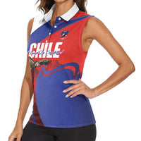 Custom Chile Rugby 2026 Women Sleeveless Polo Shirt Vamos Los Condores Red Version